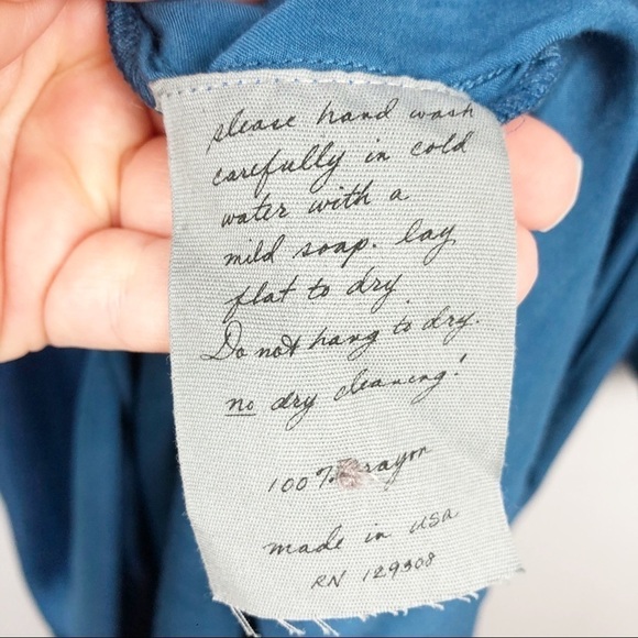 Raquel Allegra Victorian Ruffle Tie Dye Dress Blue Casual Maxi Small Long Sleeve - Picture 7 of 13